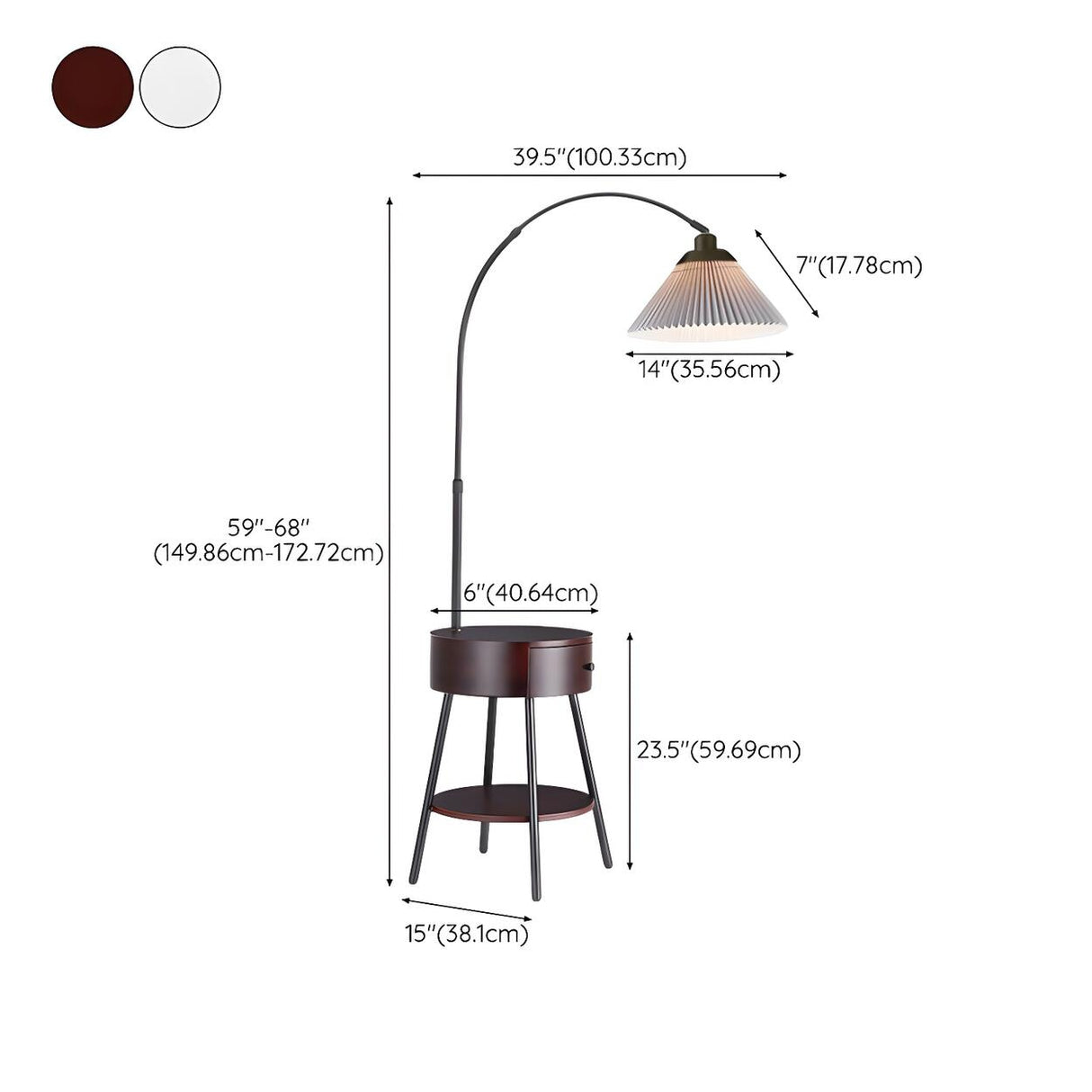 Modern Adjustable Cone Bedside Side Table Floor Lamp 