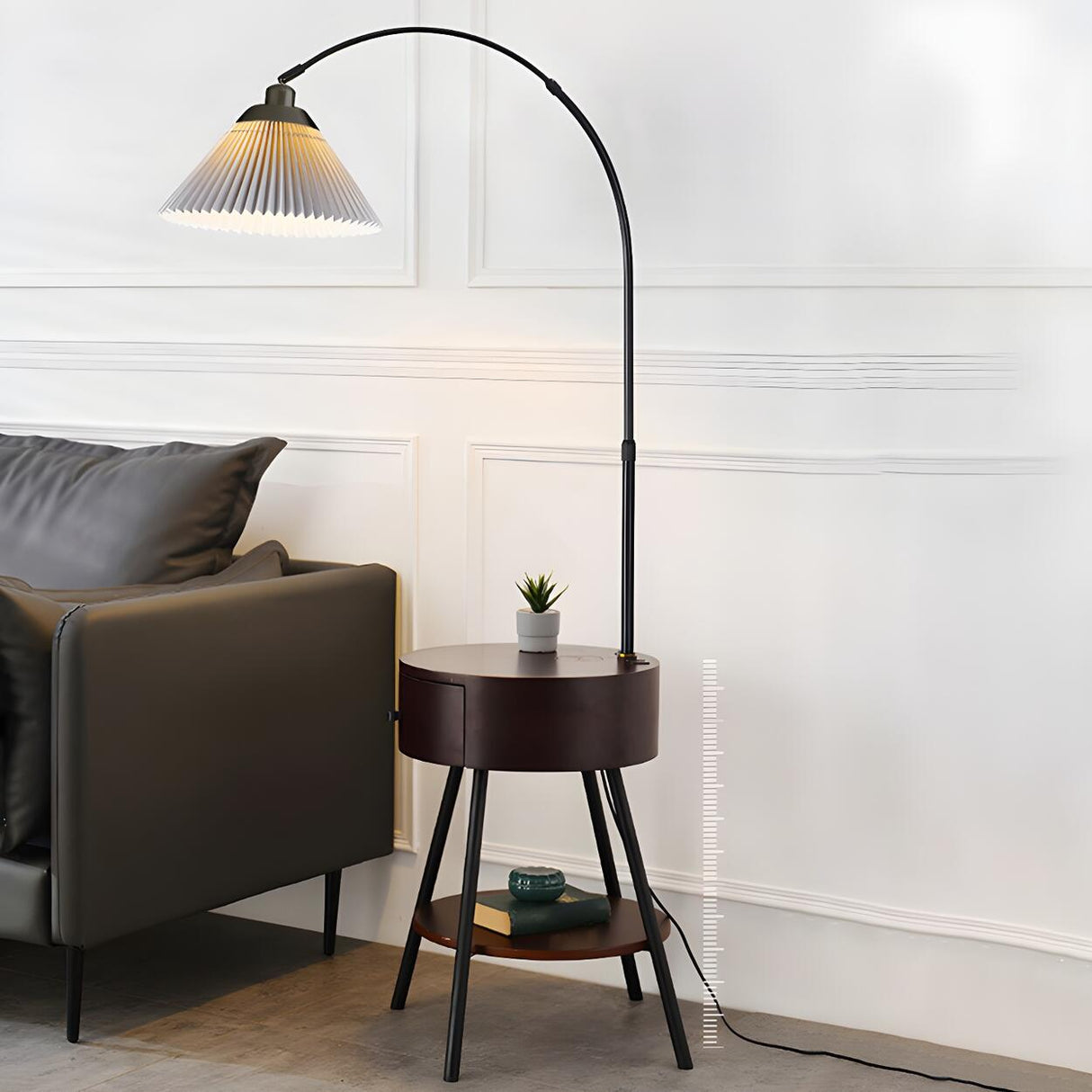 Modern Adjustable Cone Bedside Side Table Floor Lamp Image - 3