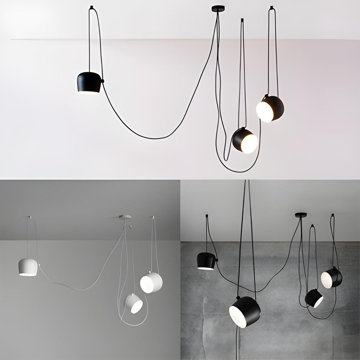 Modern Adjustable Cord Multi-Head Metal Swag Pendant Light Image - 7