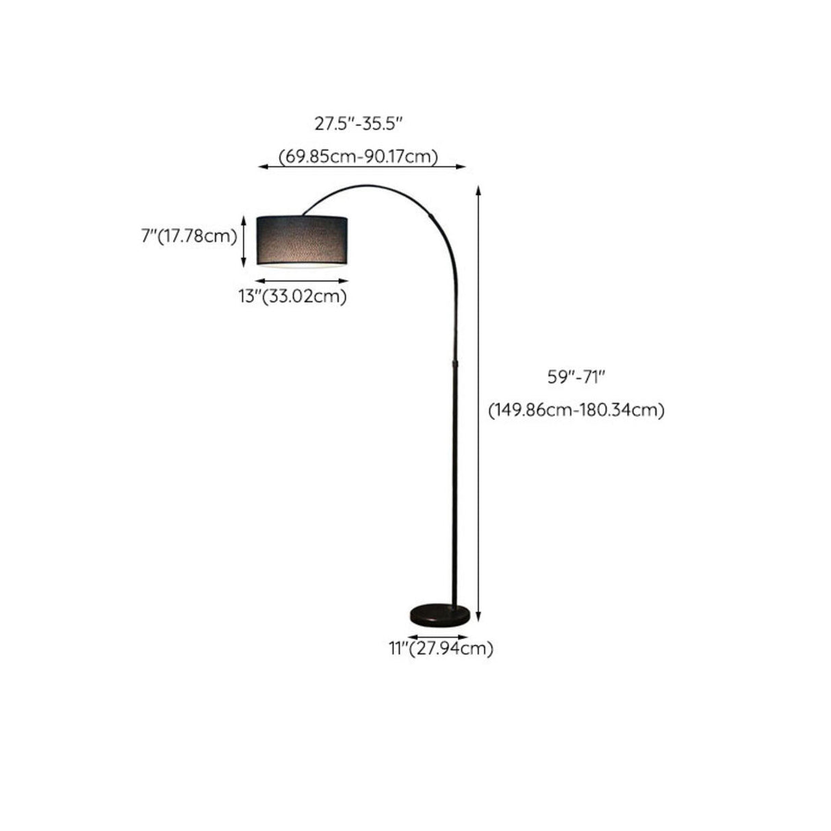 Modern Adjustable Drum and Arc Metal Floor Lamp 