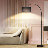 Modern Adjustable Drum and Arc Metal Floor Lamp Image - 1