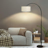 Modern Adjustable Drum and Arc Metal Floor Lamp Image - 5