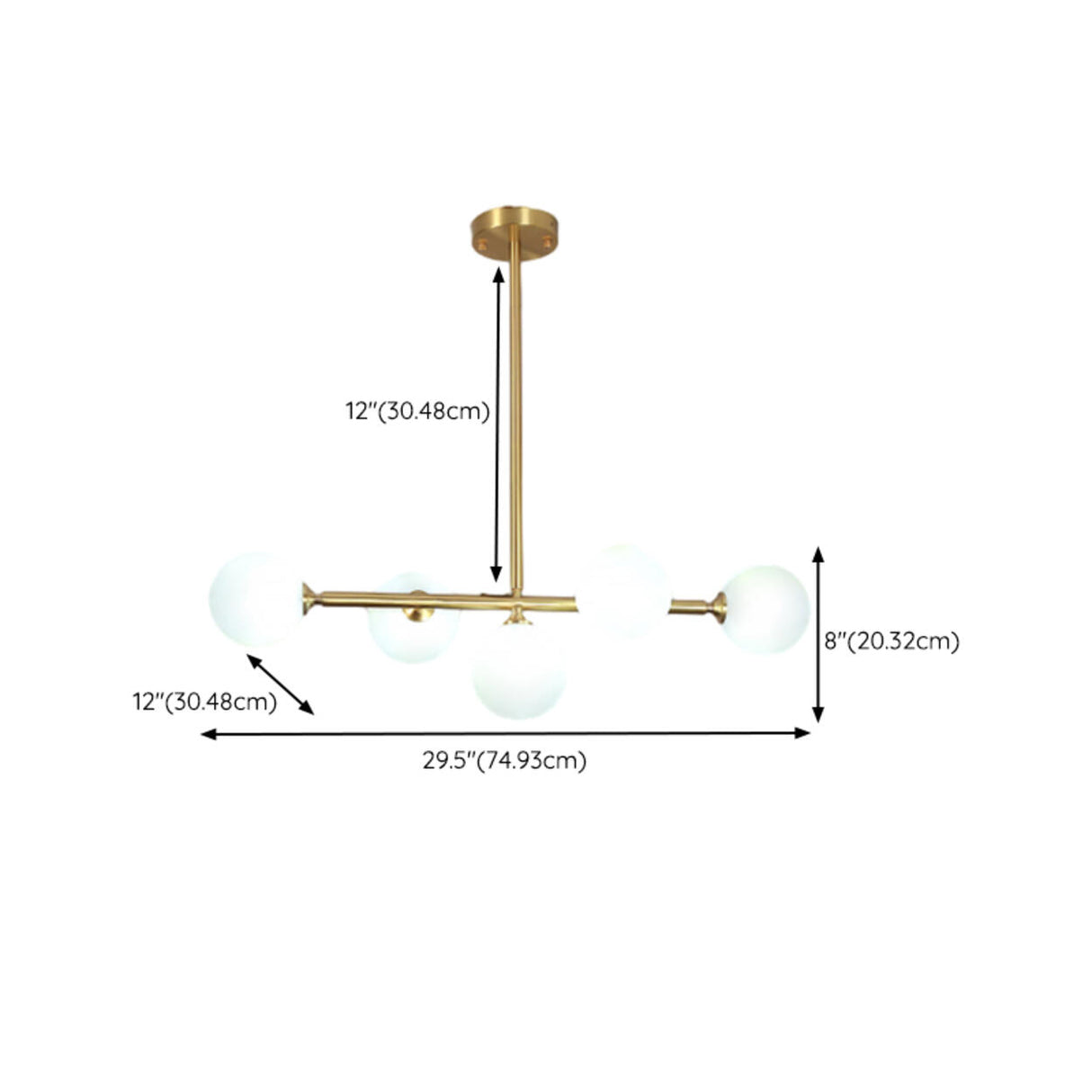 Modern Adjustable Glass Globe Gold Island Cluster Light 