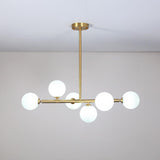 Modern Adjustable Glass Globe Gold Island Cluster Light Image - 3