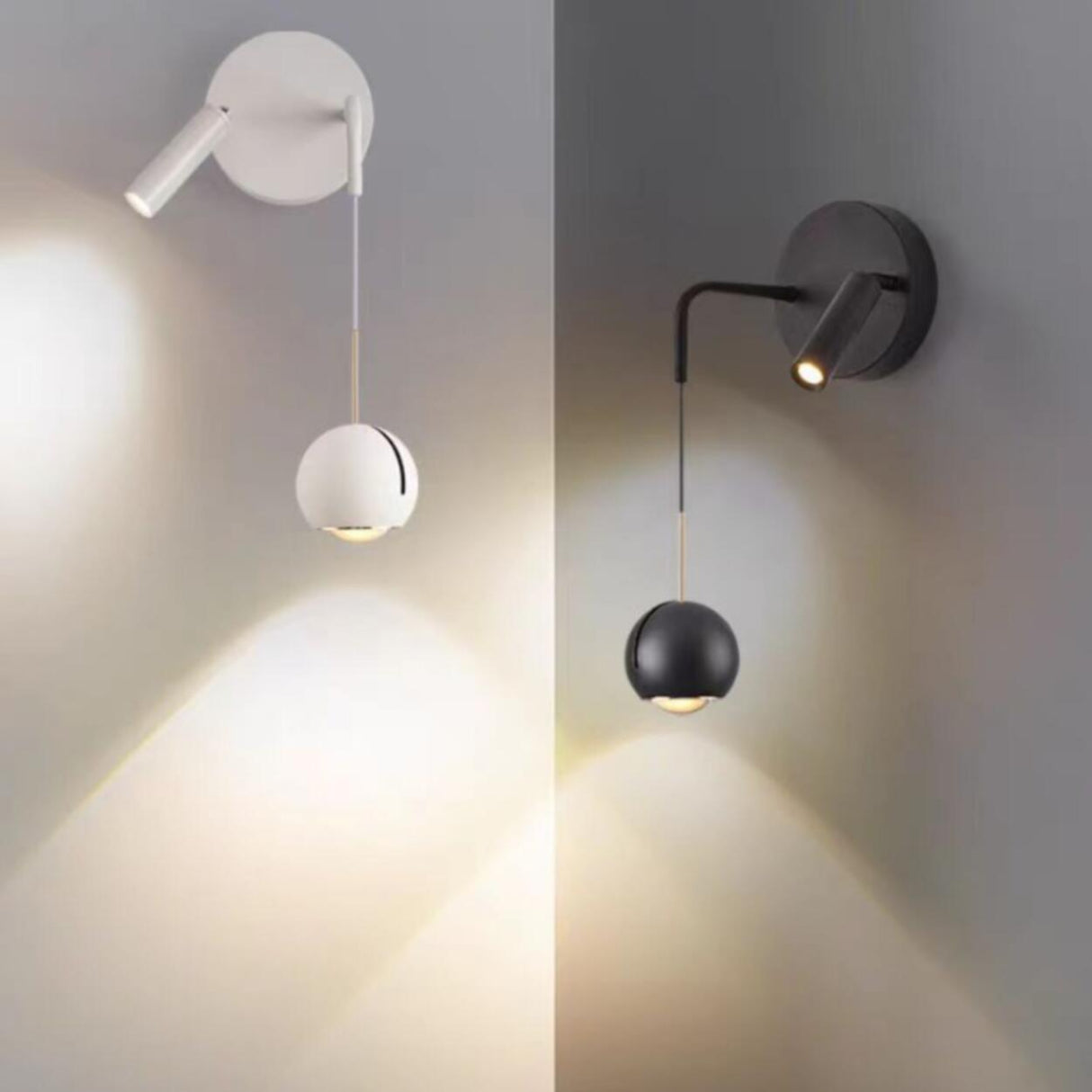 Modern Adjustable Globe Dual Light Pendant Wall Sconce Image - 4