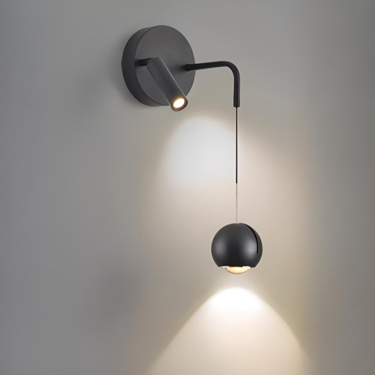 Modern Adjustable Globe Dual Light Pendant Wall Sconce Image - 5