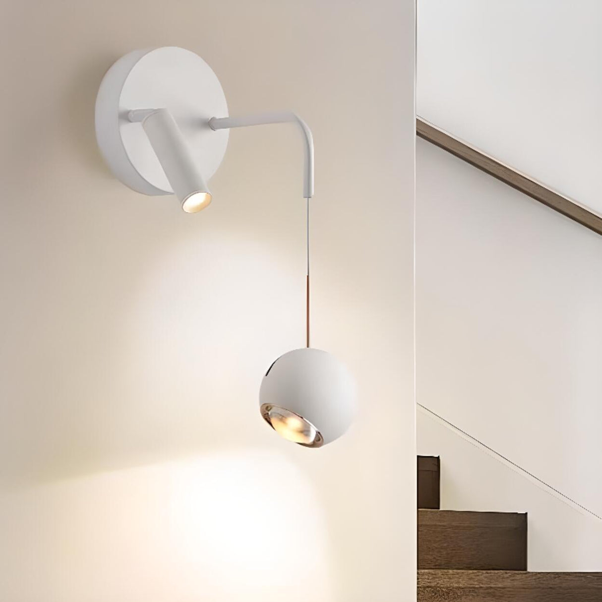 Modern Adjustable Globe Dual Light Pendant Wall Sconce Image - 8