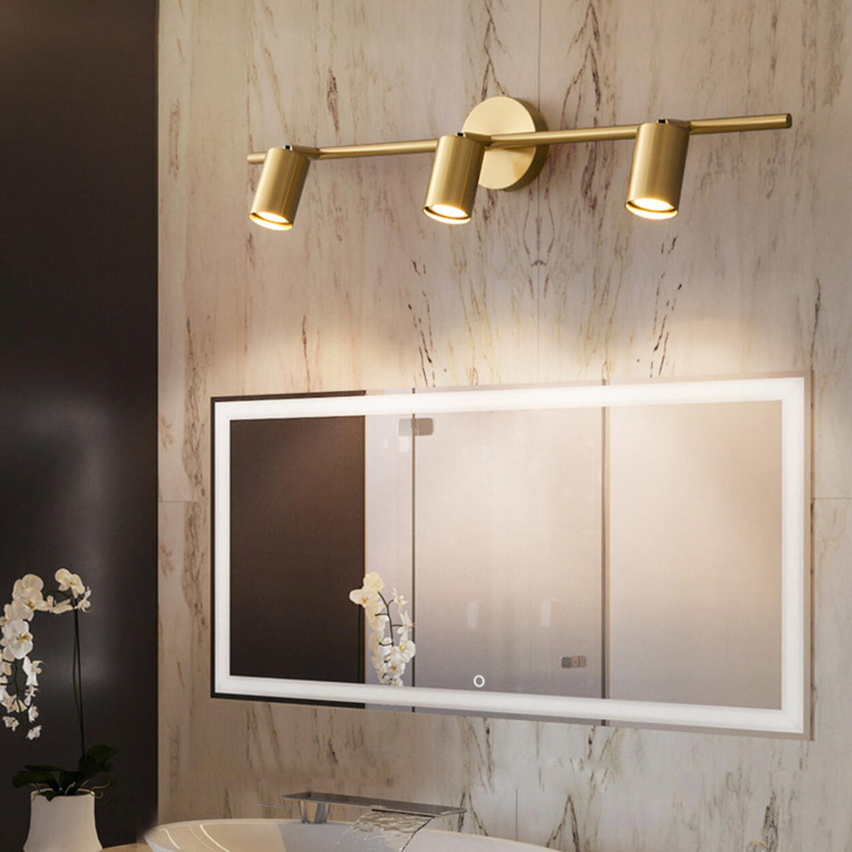 Modern Adjustable Gold Cylinder Vanity Wall Light Image - 1