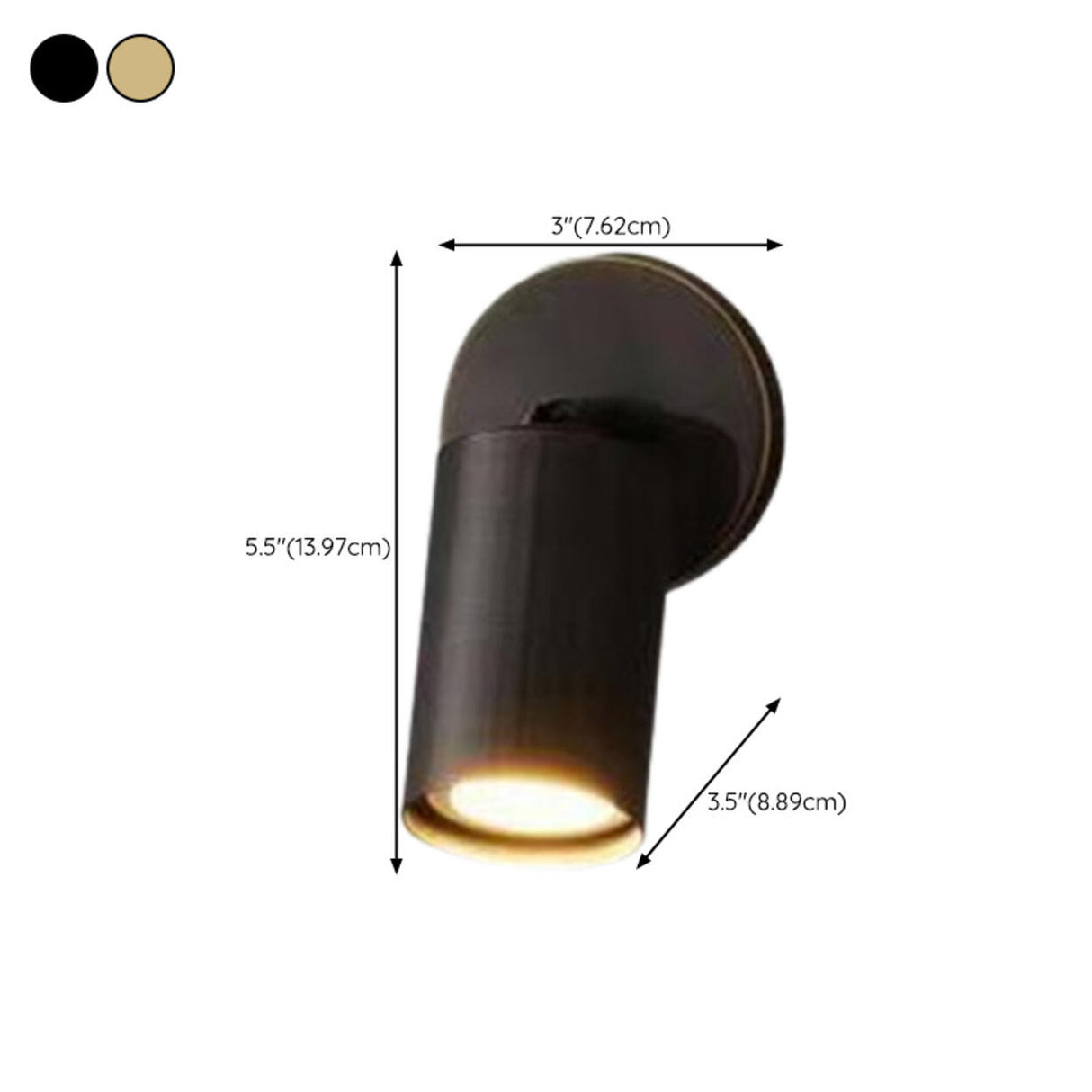 Modern Adjustable Gold Cylinder Vanity Wall Light 