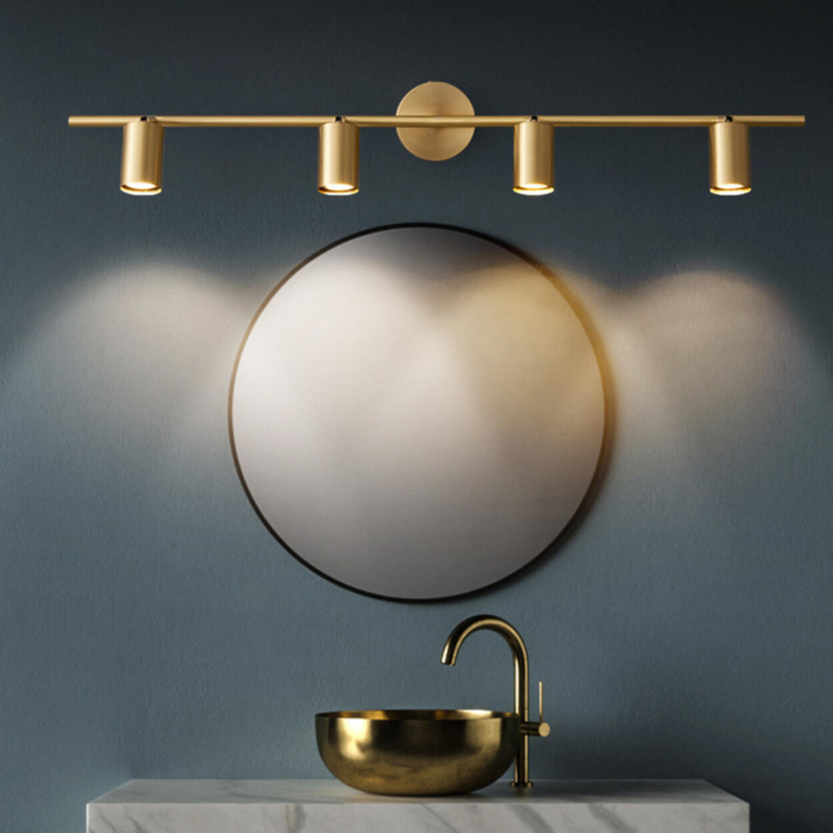 Modern Adjustable Gold Cylinder Vanity Wall Light Image - 7