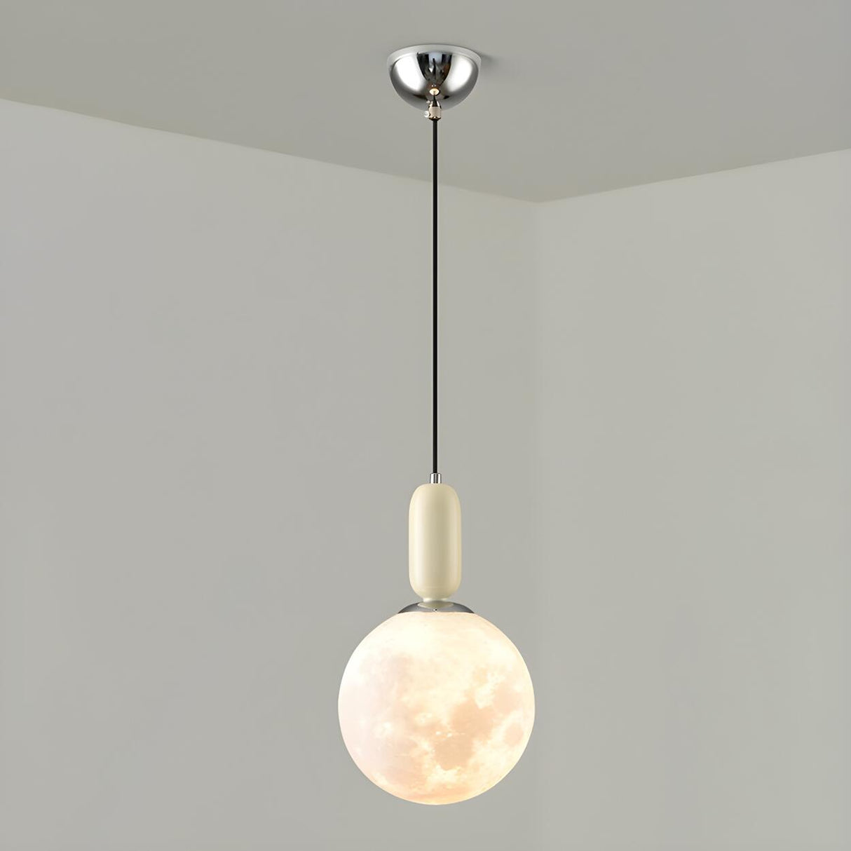 Modern Adjustable Hanging Globe Moon Pendant Light Image - 11