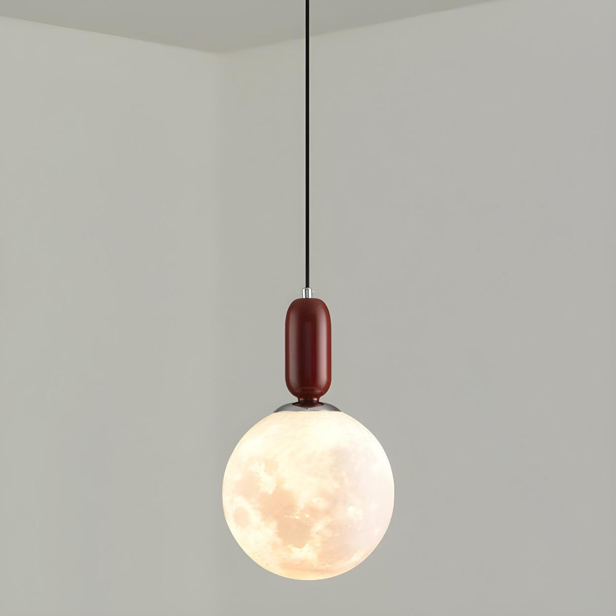 Modern Adjustable Hanging Globe Moon Pendant Light Image - 12