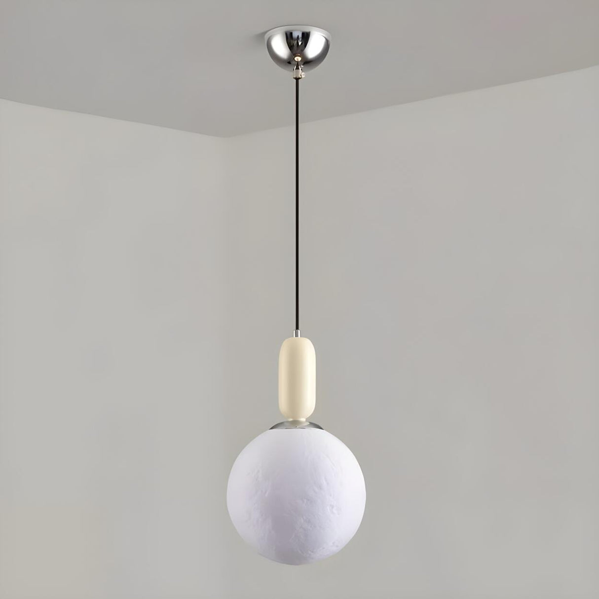 Modern Adjustable Hanging Globe Moon Pendant Light Image - 13