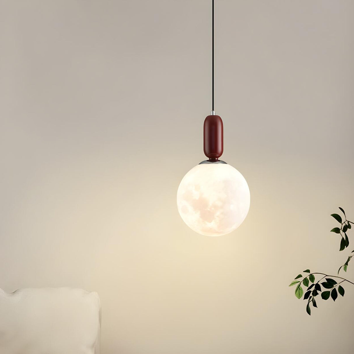 Modern Adjustable Hanging Globe Moon Pendant Light Image - 15