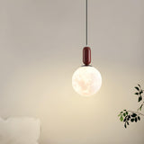 Modern Adjustable Hanging Globe Moon Pendant Light Image - 15