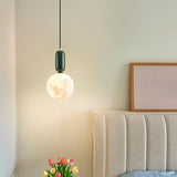 Modern Adjustable Hanging Globe Moon Pendant Light Image - 3