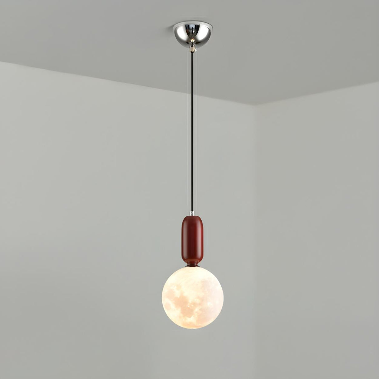 Modern Adjustable Hanging Globe Moon Pendant Light Image - 6