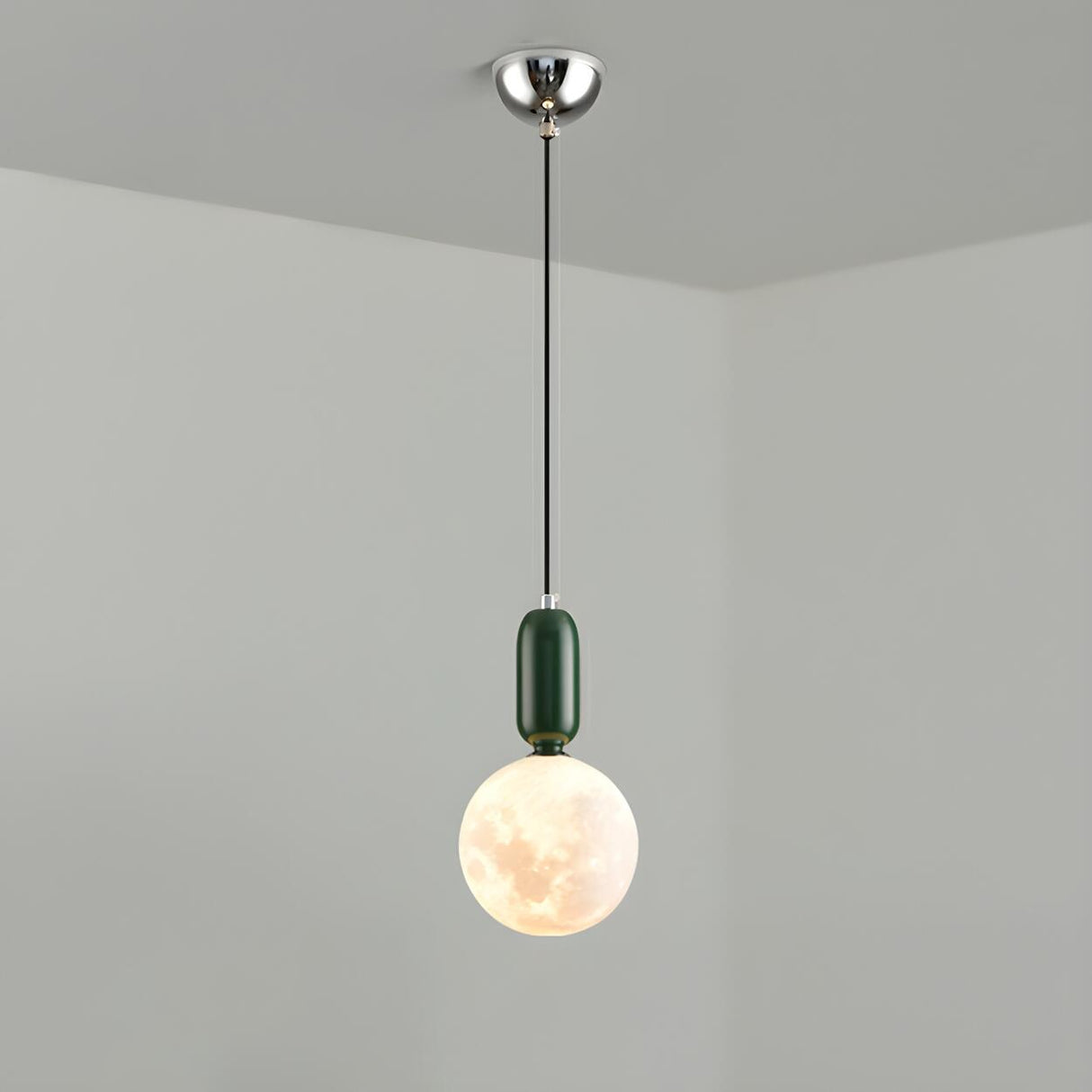 Modern Adjustable Hanging Globe Moon Pendant Light Image - 7