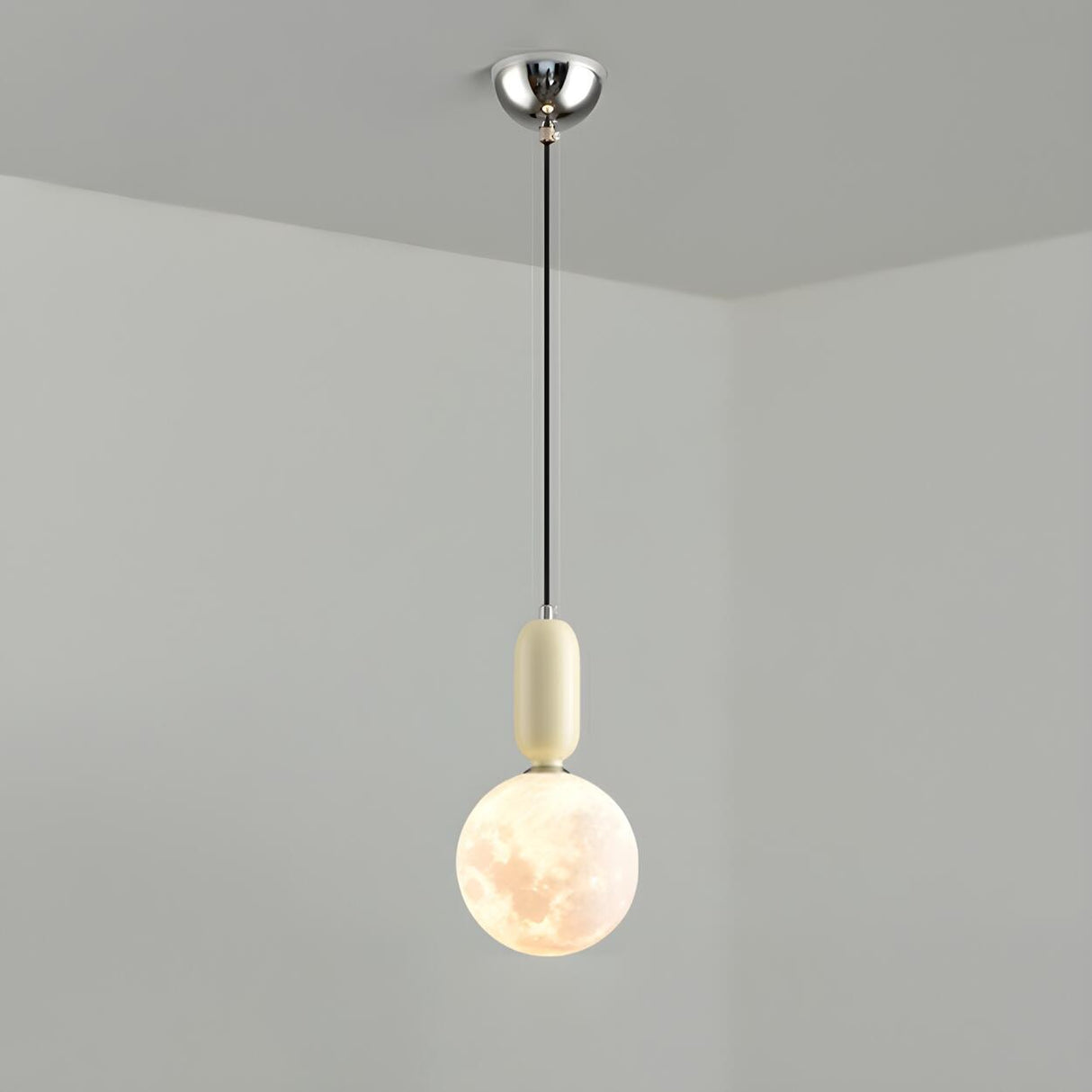 Modern Adjustable Hanging Globe Moon Pendant Light Image - 8