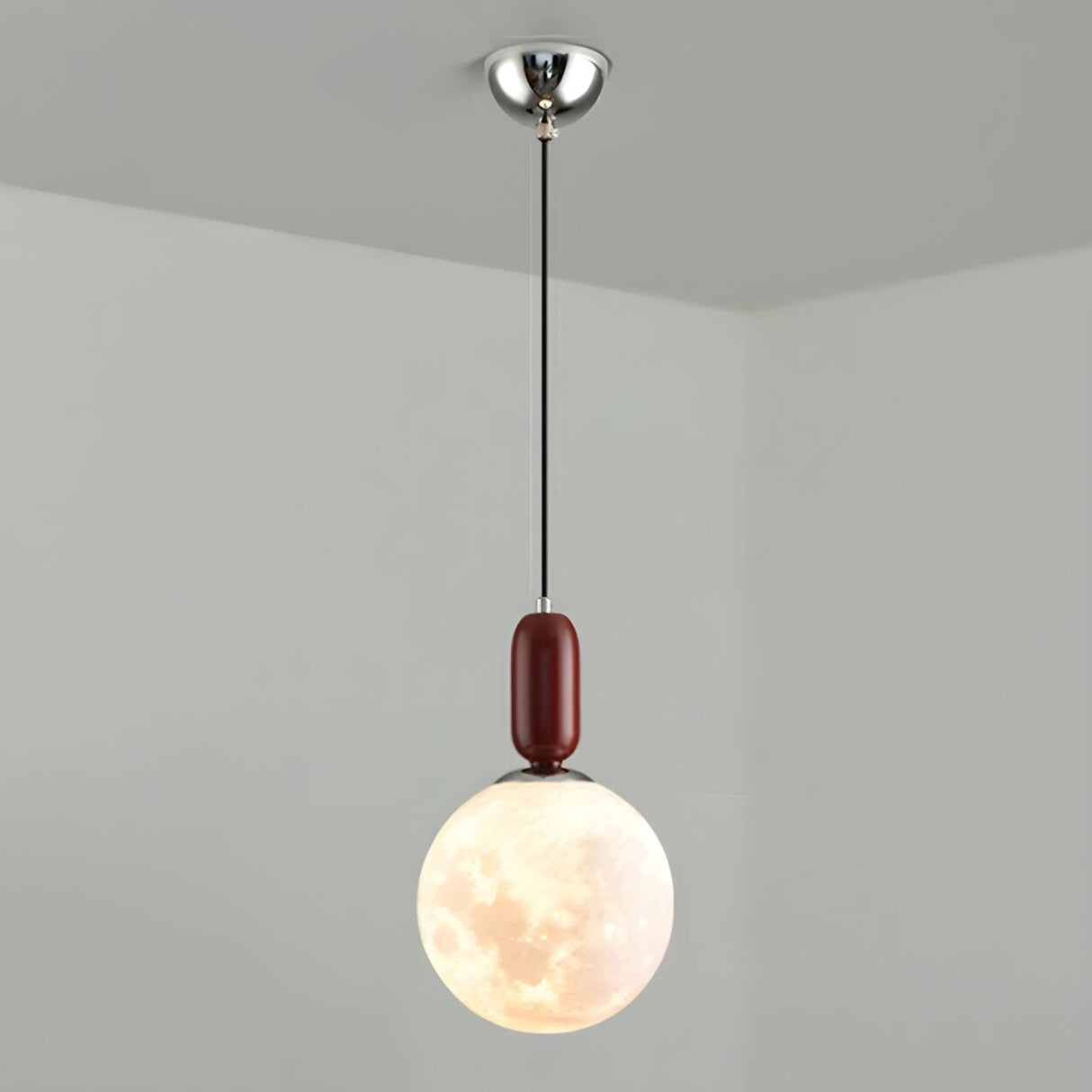 Modern Adjustable Hanging Globe Moon Pendant Light Image - 9