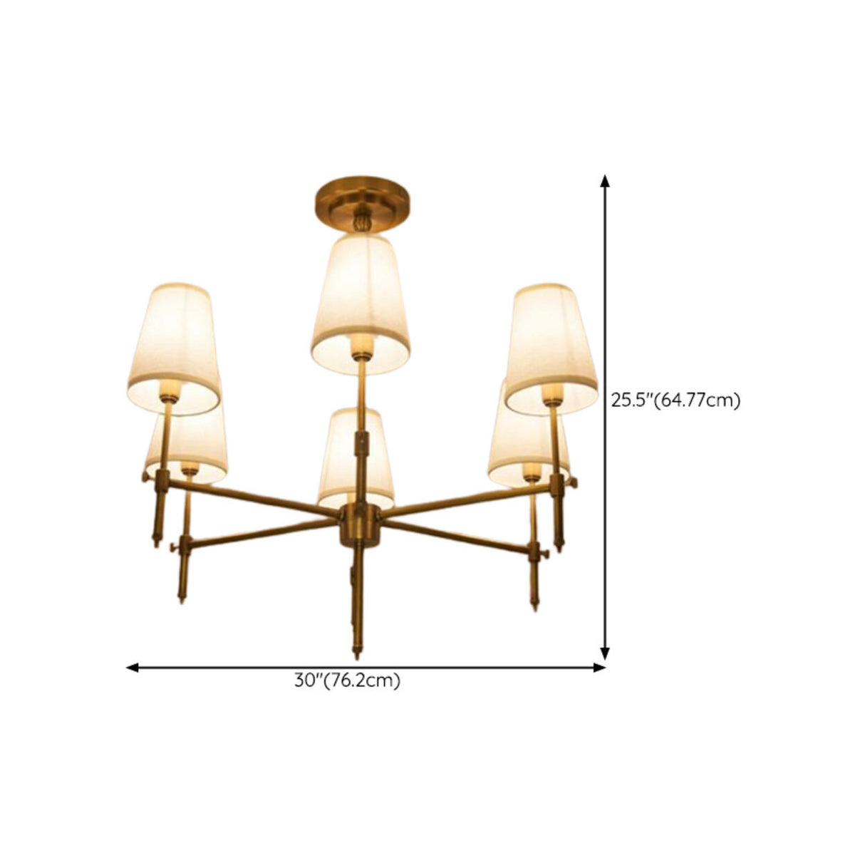 Modern Adjustable Height Branching Brass Fabric Chandelier Image - 16