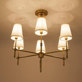 Modern Adjustable Height Branching Brass Fabric Chandelier Image - 3