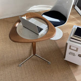 Modern Adjustable Height Brown Triangular Wood Side Table Image - 10