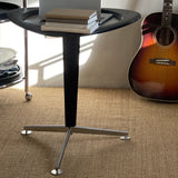 Modern Adjustable Height Brown Triangular Wood Side Table Image - 11