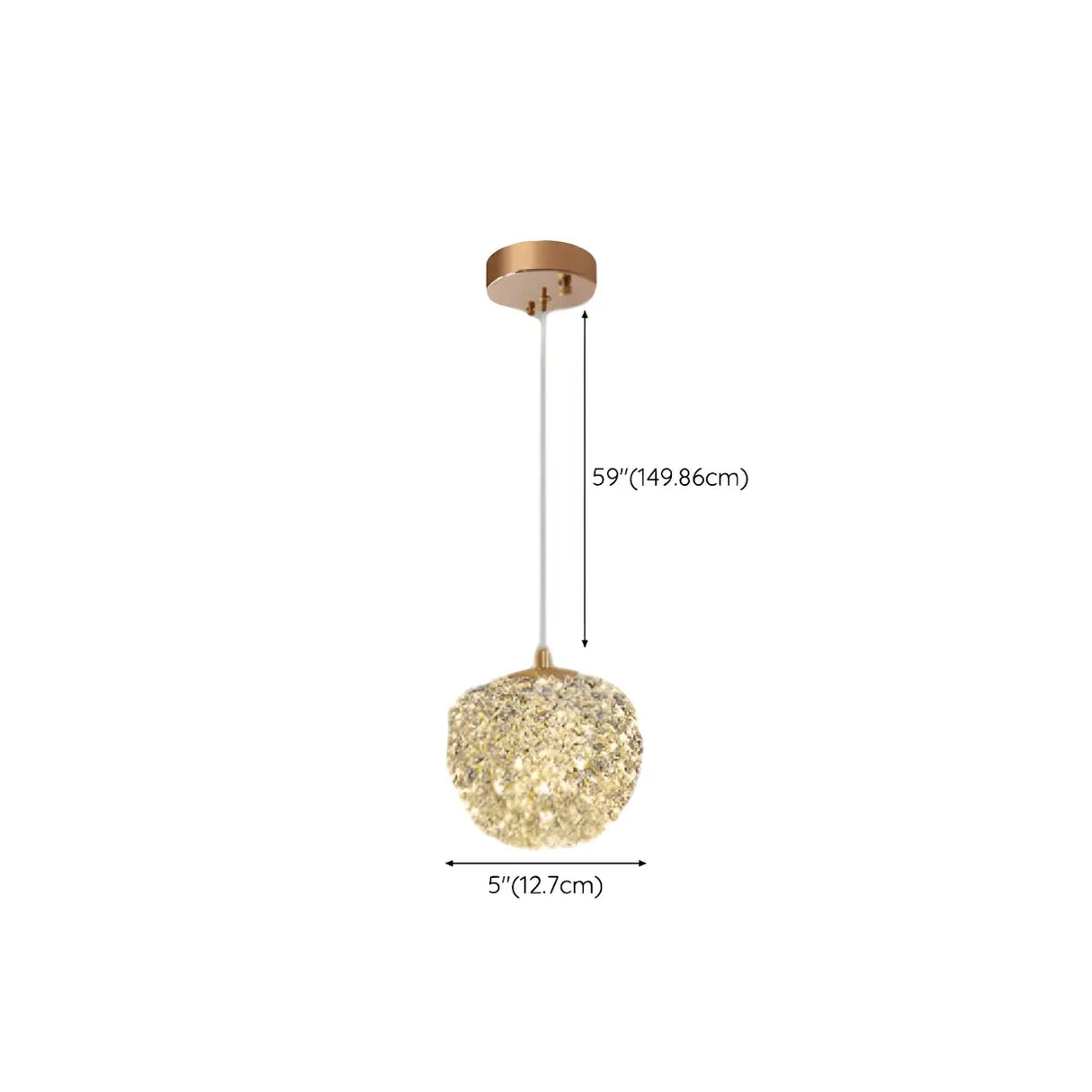 Modern Adjustable Height Clear Crystal Ball Pendant Light 