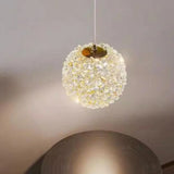 Modern Adjustable Height Clear Crystal Ball Pendant Light Image - 2