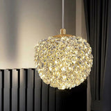 Modern Adjustable Height Clear Crystal Ball Pendant Light Image - 3