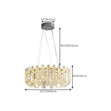 Modern Adjustable Height Drum Round Crystal Chandelier Image - 15