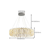 Modern Adjustable Height Drum Round Crystal Chandelier Image - 16