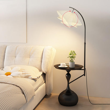 Modern Adjustable Height Metal Side Table Floor Lamp Image - 1