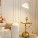 Modern Adjustable Height Metal Side Table Floor Lamp Image - 13