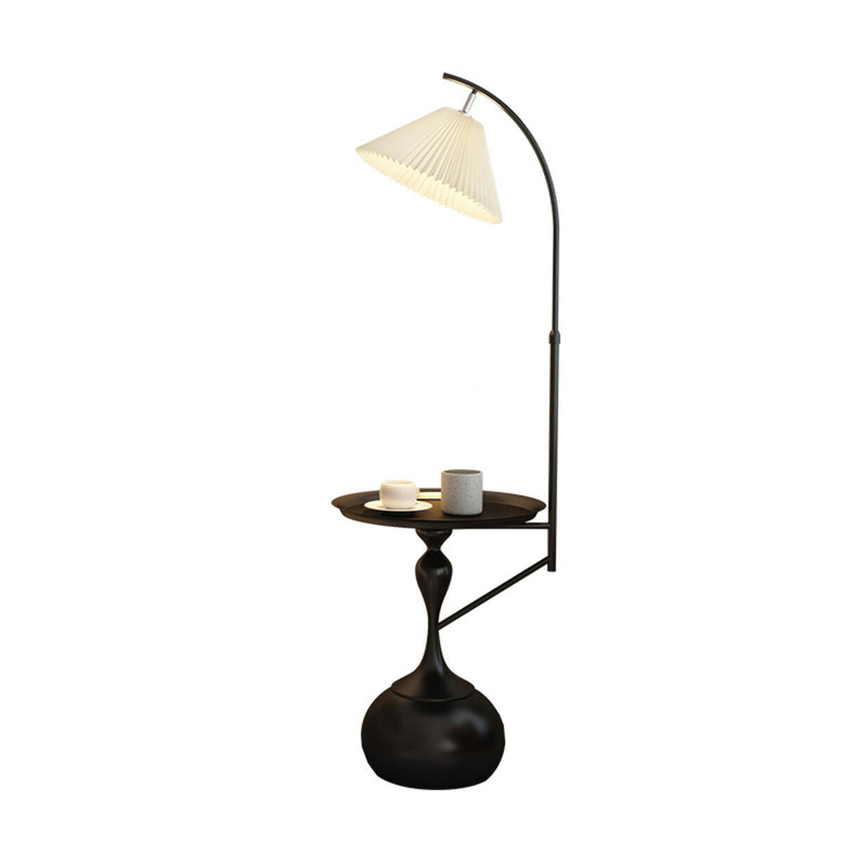 Modern Adjustable Height Metal Side Table Floor Lamp Image - 8