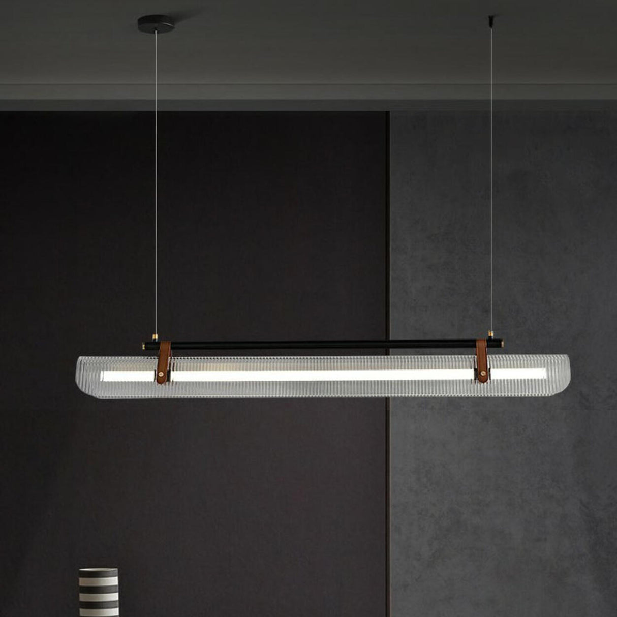 Modern Adjustable Linear Glass Kitchen Island Light Image - 1