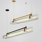 Modern Adjustable Linear Glass Kitchen Island Light Image - 11