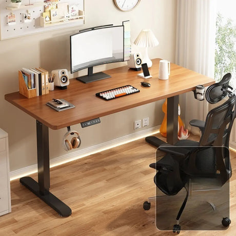 Modern Adjustable Rectangle Wood T-Shape Standing Desk Image - 2