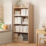 Modern Adjustable Shelves Tall Pine Storage Bookcase Image - 12