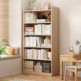 Modern Adjustable Shelves Tall Pine Storage Bookcase Image - 17