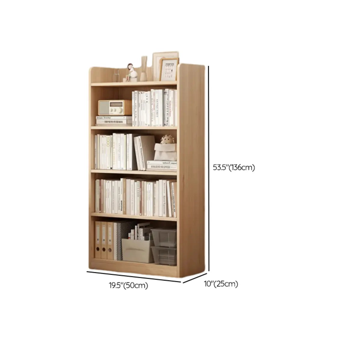 Modern Adjustable Shelves Tall Pine Storage Bookcase Image - 21