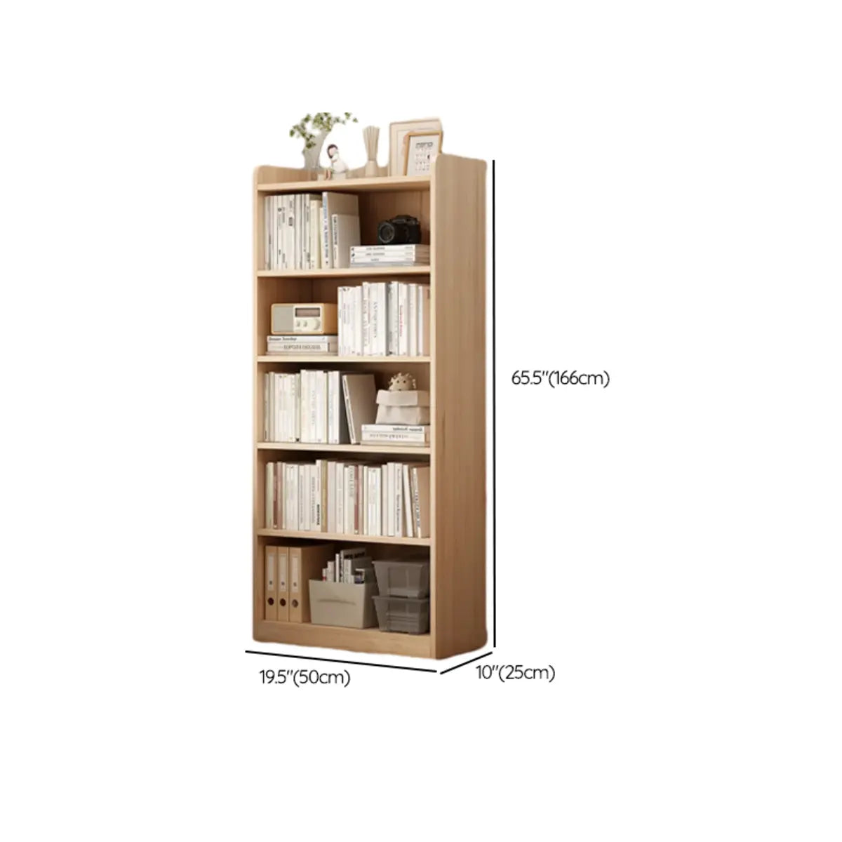 Modern Adjustable Shelves Tall Pine Storage Bookcase Image - 22