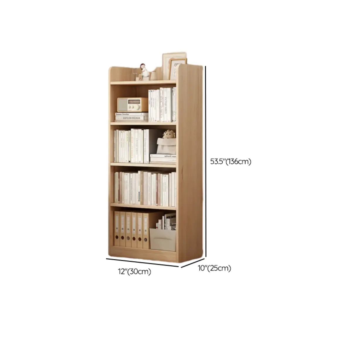 Modern Adjustable Shelves Tall Pine Storage Bookcase Image - 25