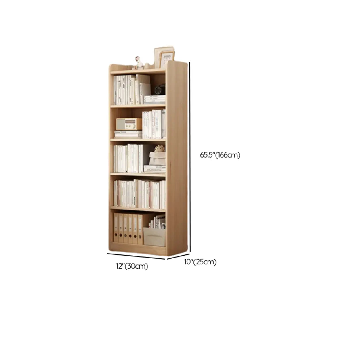 Modern Adjustable Shelves Tall Pine Storage Bookcase Image - 26