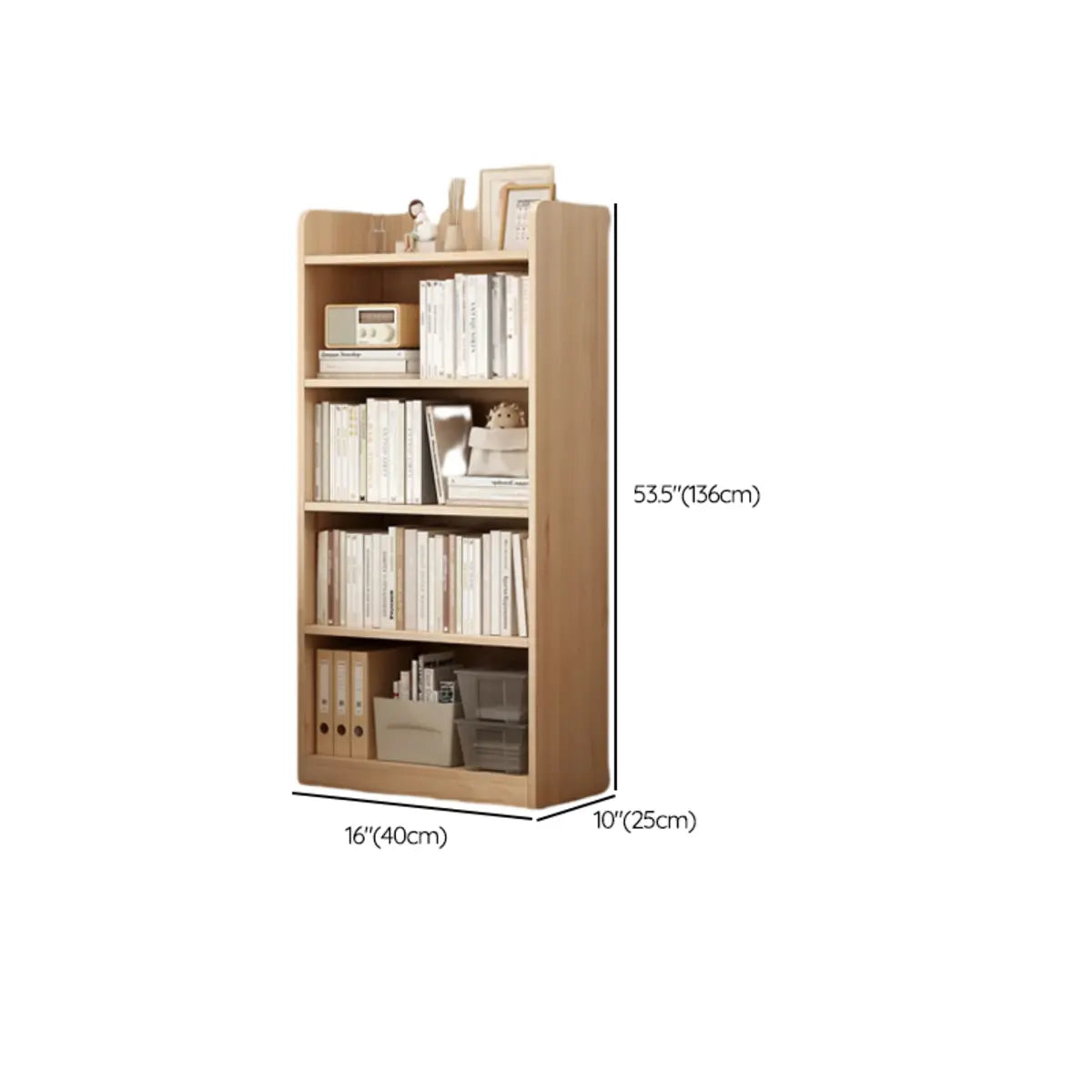 Modern Adjustable Shelves Tall Pine Storage Bookcase Image - 27