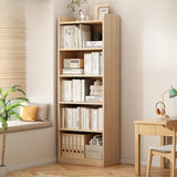 Modern Adjustable Shelves Tall Pine Storage Bookcase Image - 3