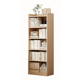 Modern Adjustable Shelves Tall Pine Storage Bookcase Image - 6