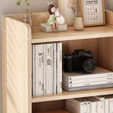 Modern Adjustable Shelves Tall Pine Storage Bookcase Image - 9