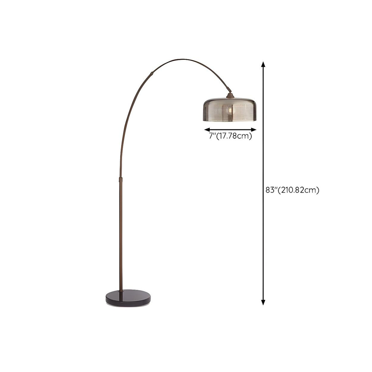 Modern Adjustable Smoked Barrel and Arched Floor Lamp 